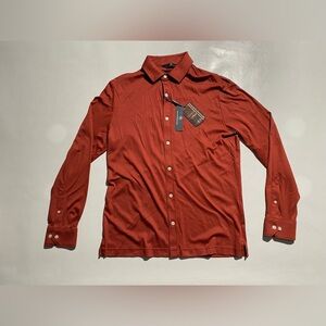 NEW-Size S Mens Hart Schaffner Marx Long Sleeve Button Down Shirt Cotton Rust